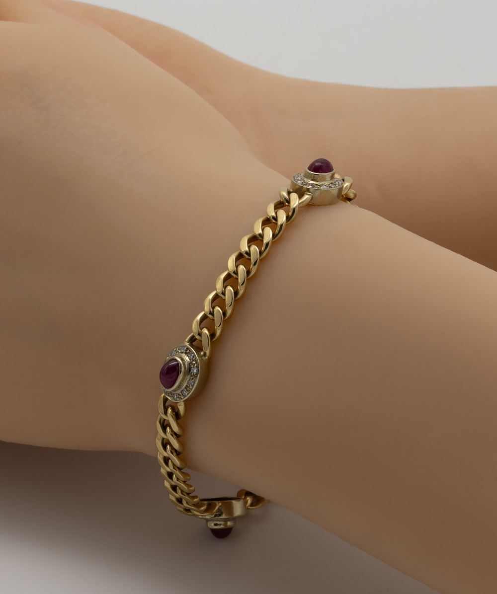 Armband mit Diamanten und Farbsteinen 585er Gelbgold