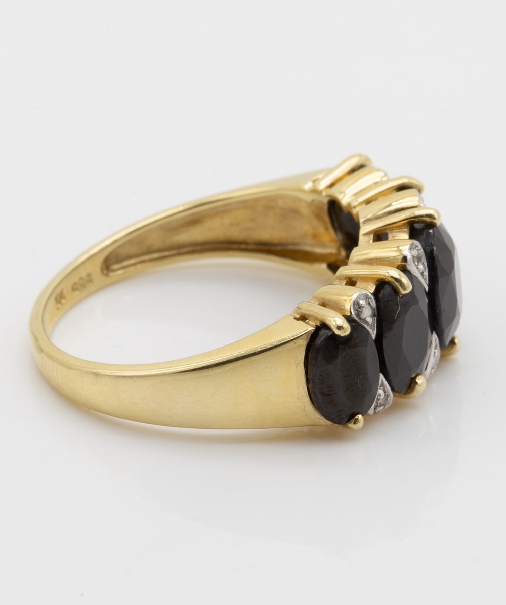 Ring mit Diamanten und Safiren 585er Gold bicolor