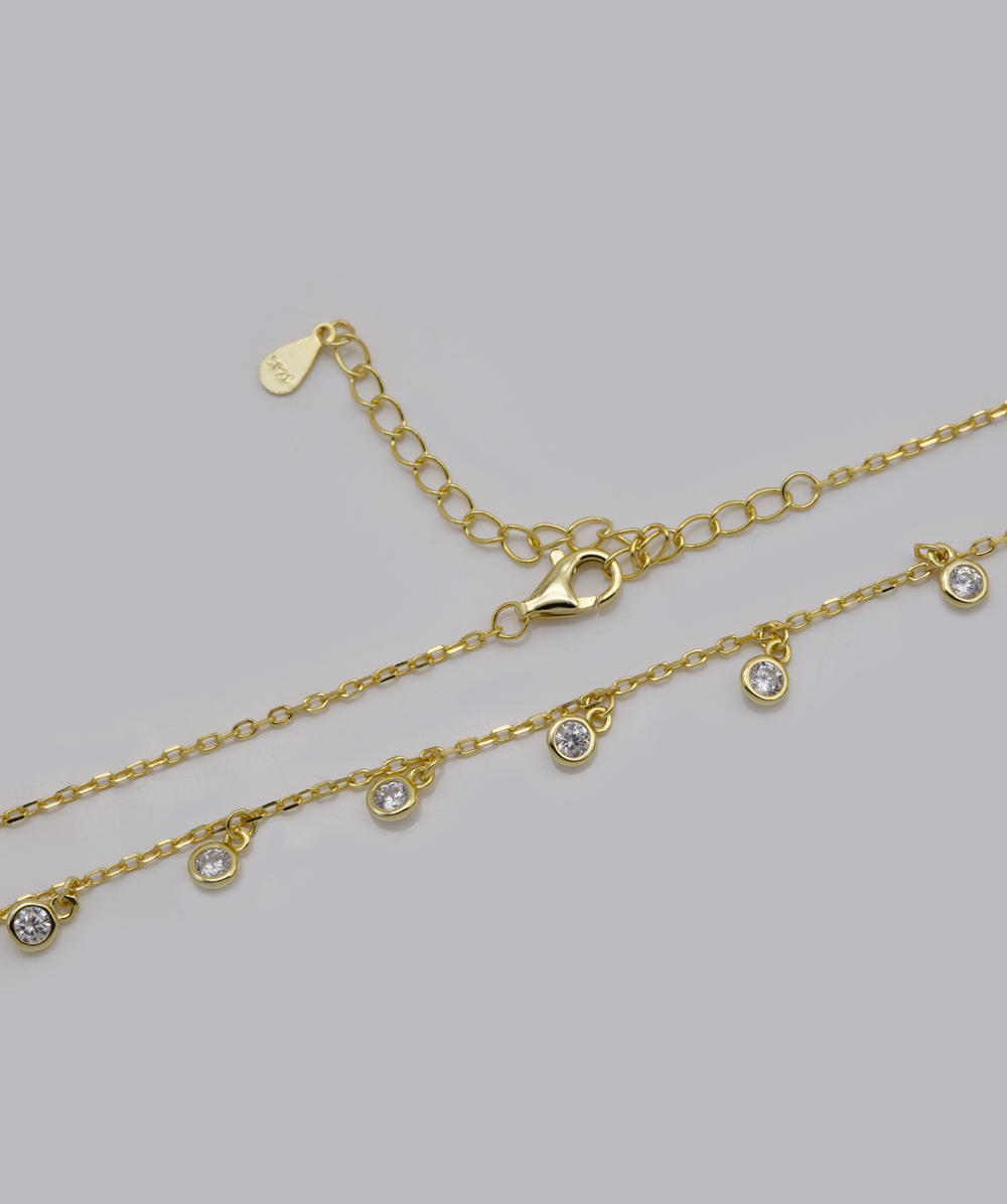 Kette mit Zirkonia 925er Silber vergoldet