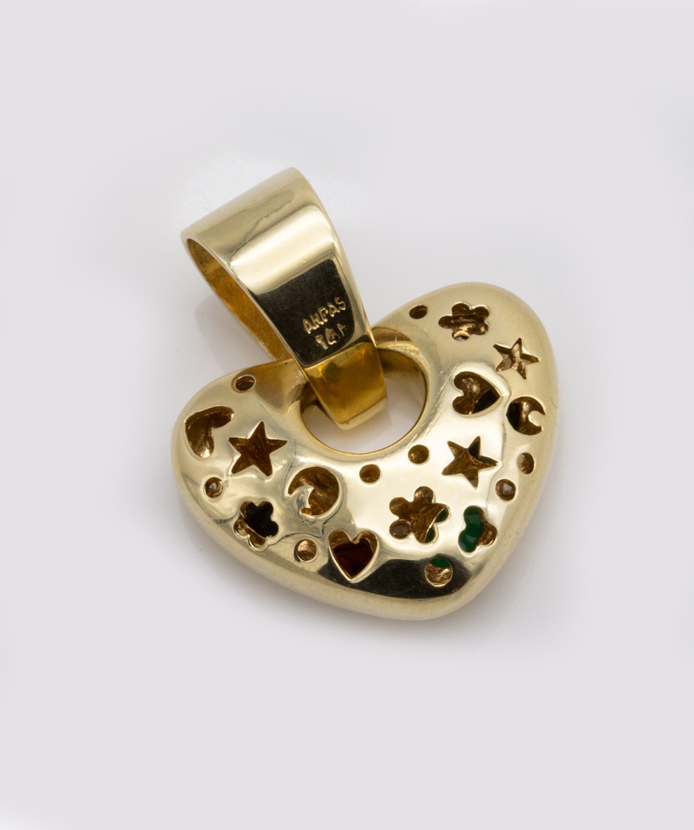 Herzanhänger mit Multifarbsteinen 585er Gelbgold 