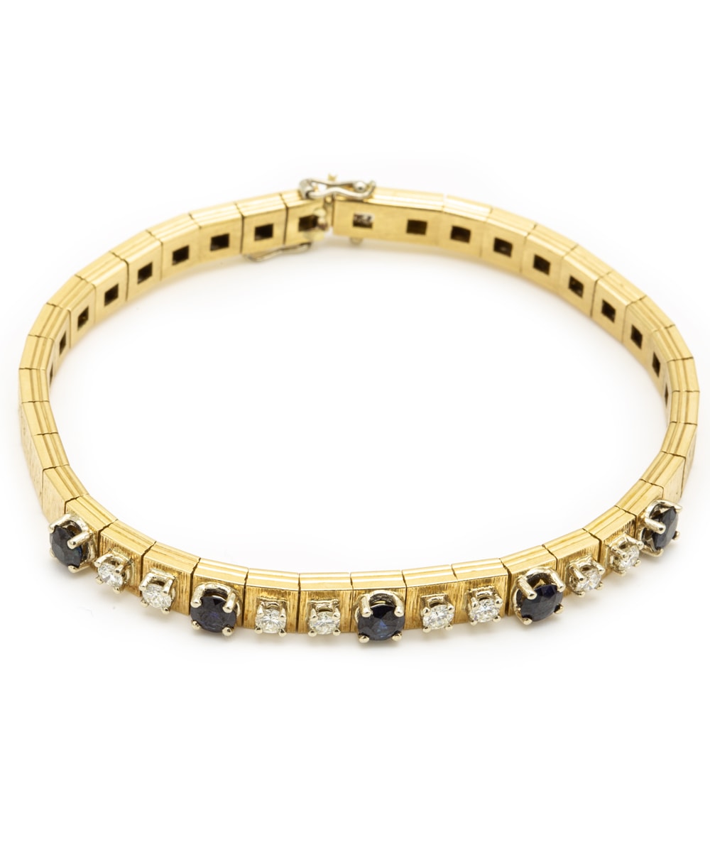 Armband mit Saphiren und Brillanten 750er Gold bicolor