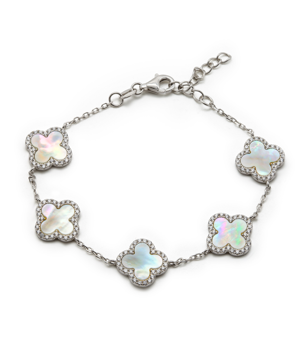 Perlmuttarmband mit Zirkonia 925er Silber