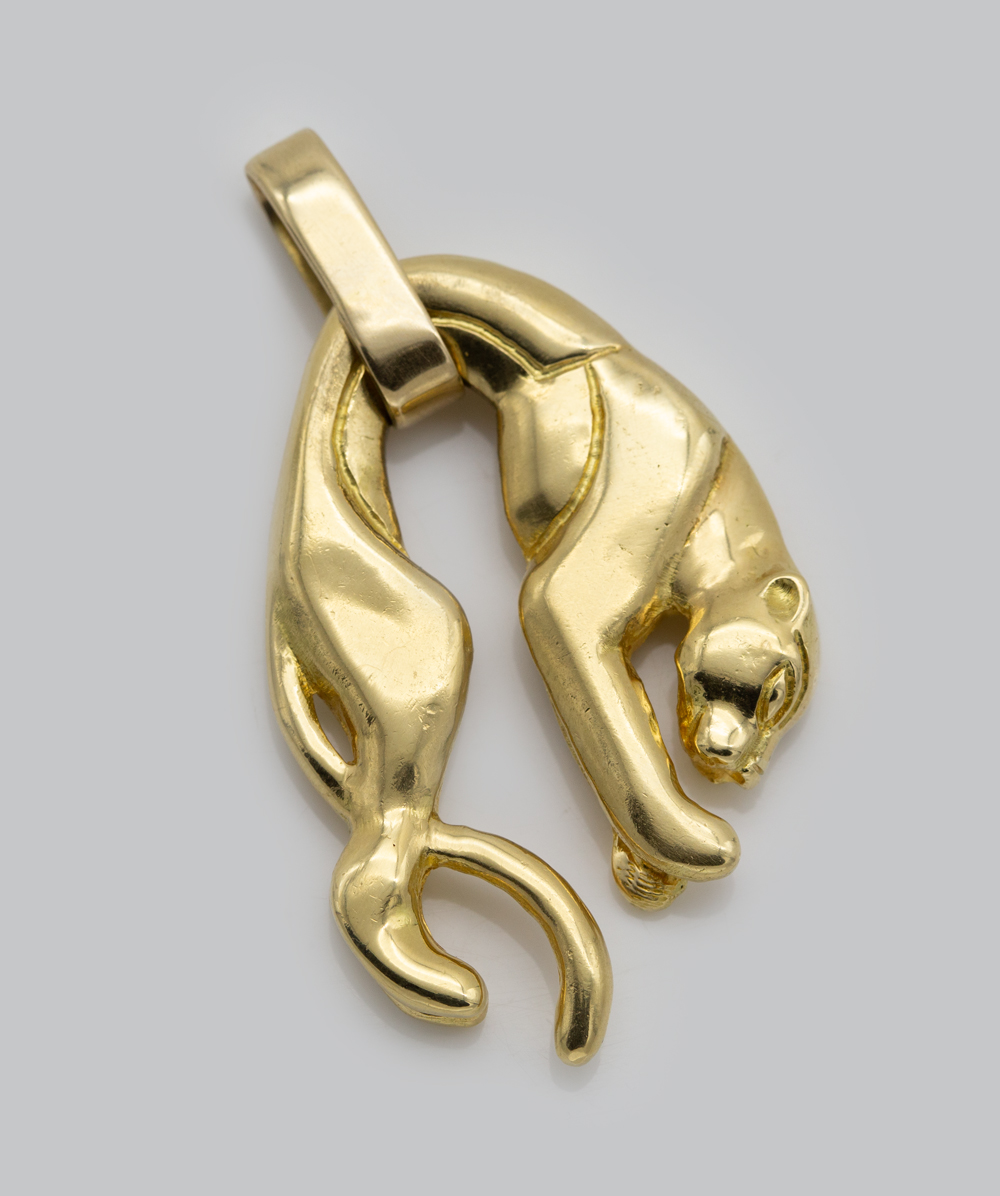 Anhänger Panther mit Brillant 750er Gelbgold