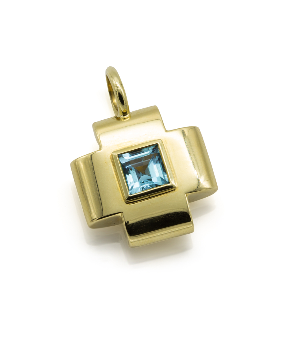 Kreuzanhänger mit Topas / Citrin 585er Gelbgold