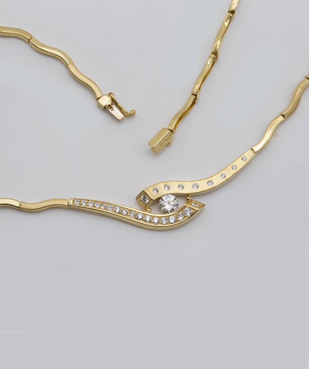 Collier mit Zirkonia 585er Gelbgold