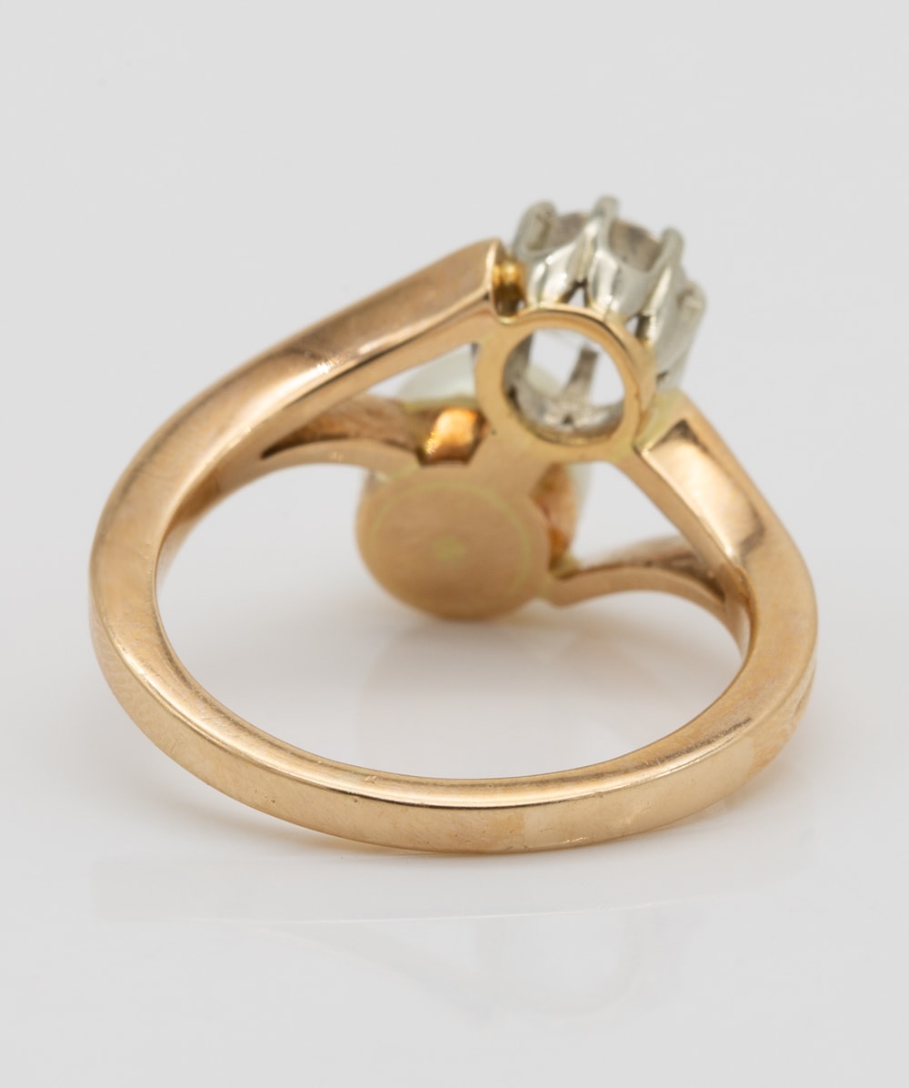 Ring mit Zirkonia und Perle 585er Gold