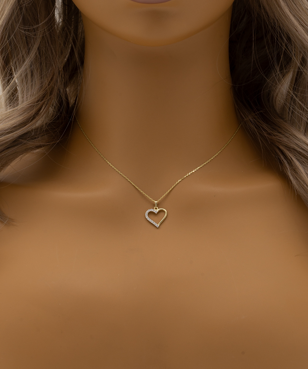 Kette mit Zirkonia Herzanhänger 333er Gelbgold