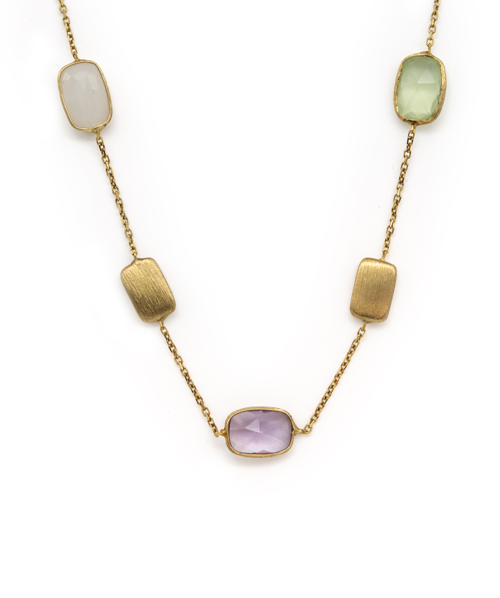 Kette mit Farbsteinen 375er Gelbgold