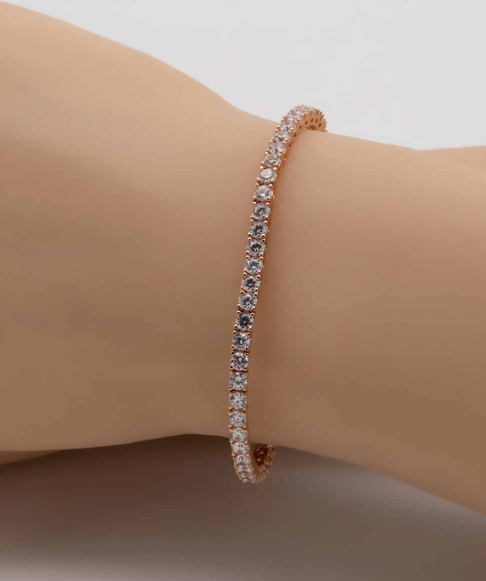 Tennisarmband mit Zirkonia 925er Silber rosévergoldet