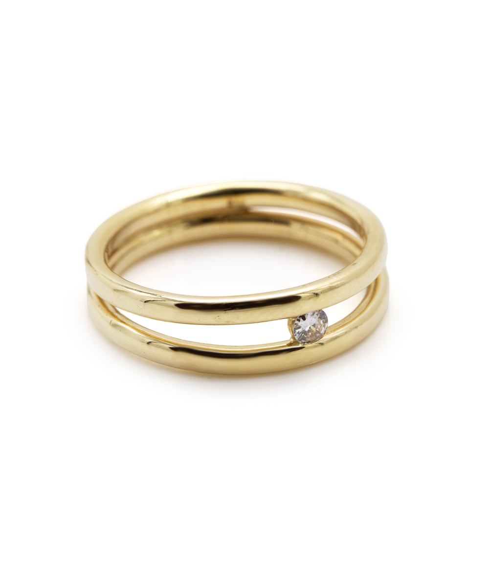 Ring mit Brillantsolitär 585er Gelbgold