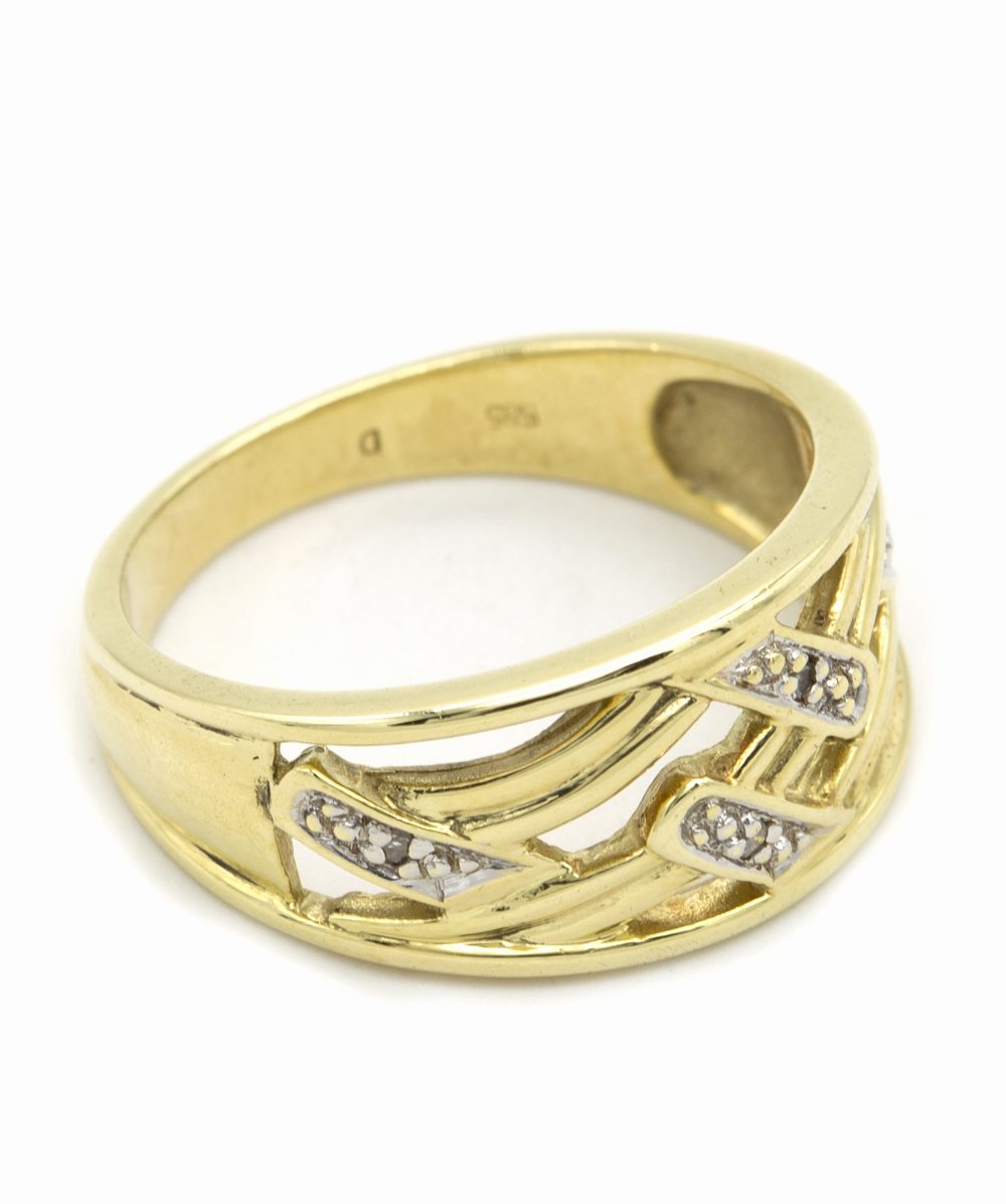 Ring mit Diamanten 585er Gold bicolor