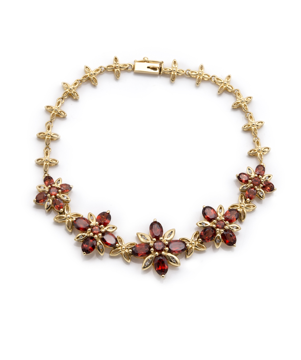 Armband mit Brillant-Granat 585er Gelbgold 