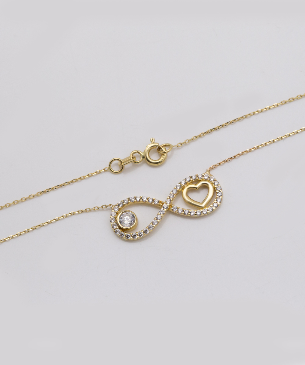 Herz-Infinitykette mit Zirkonia 585er Gelbgold RESERVIERT THIEL 27.06.2025 
