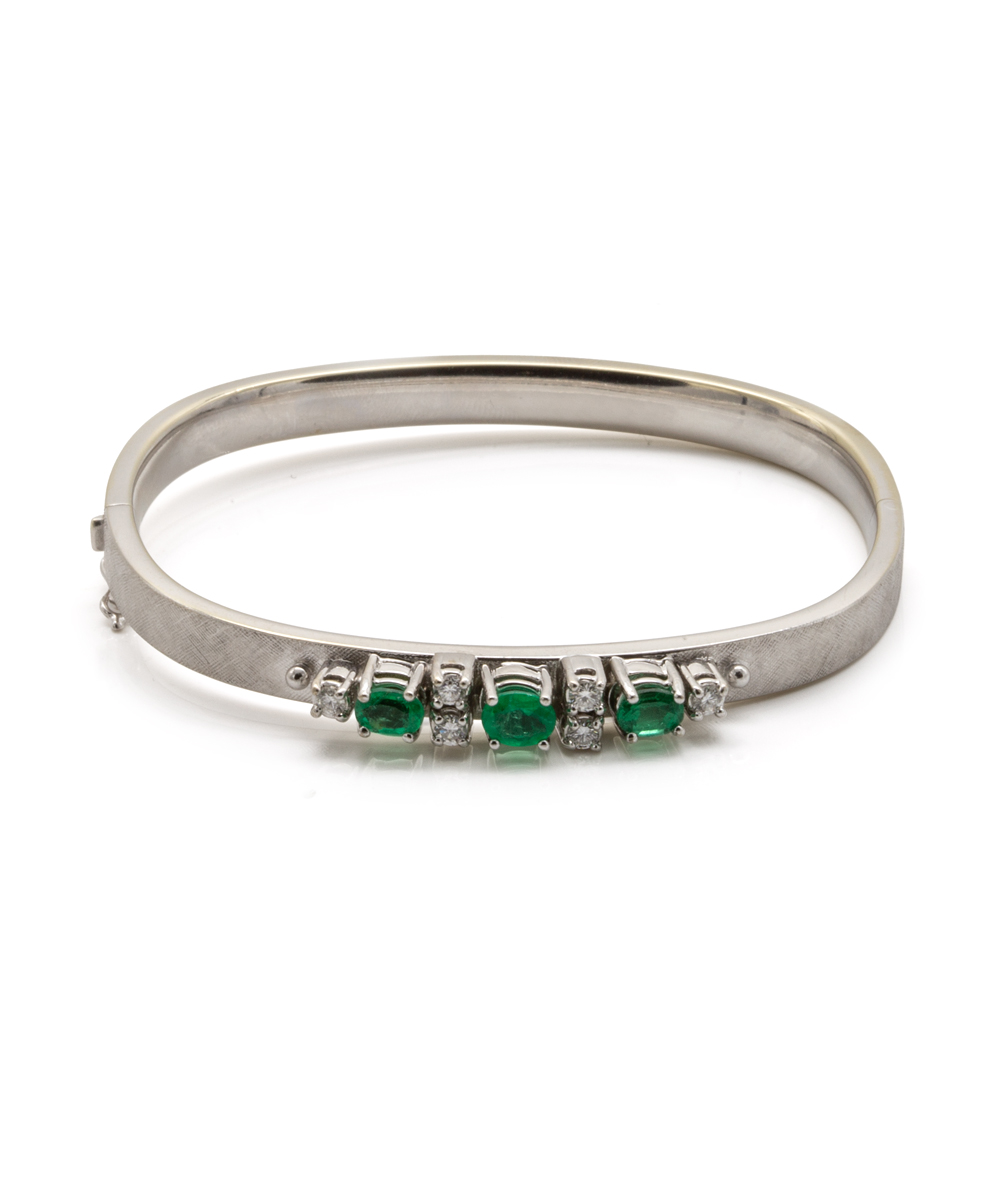 Brillantarmspange mit Echt Smaragd 585er Weißgold 
