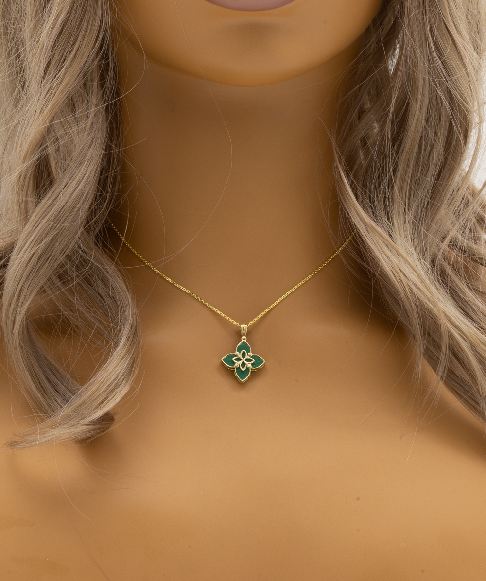 Anhänger mit Malachit 585er Gelbgold