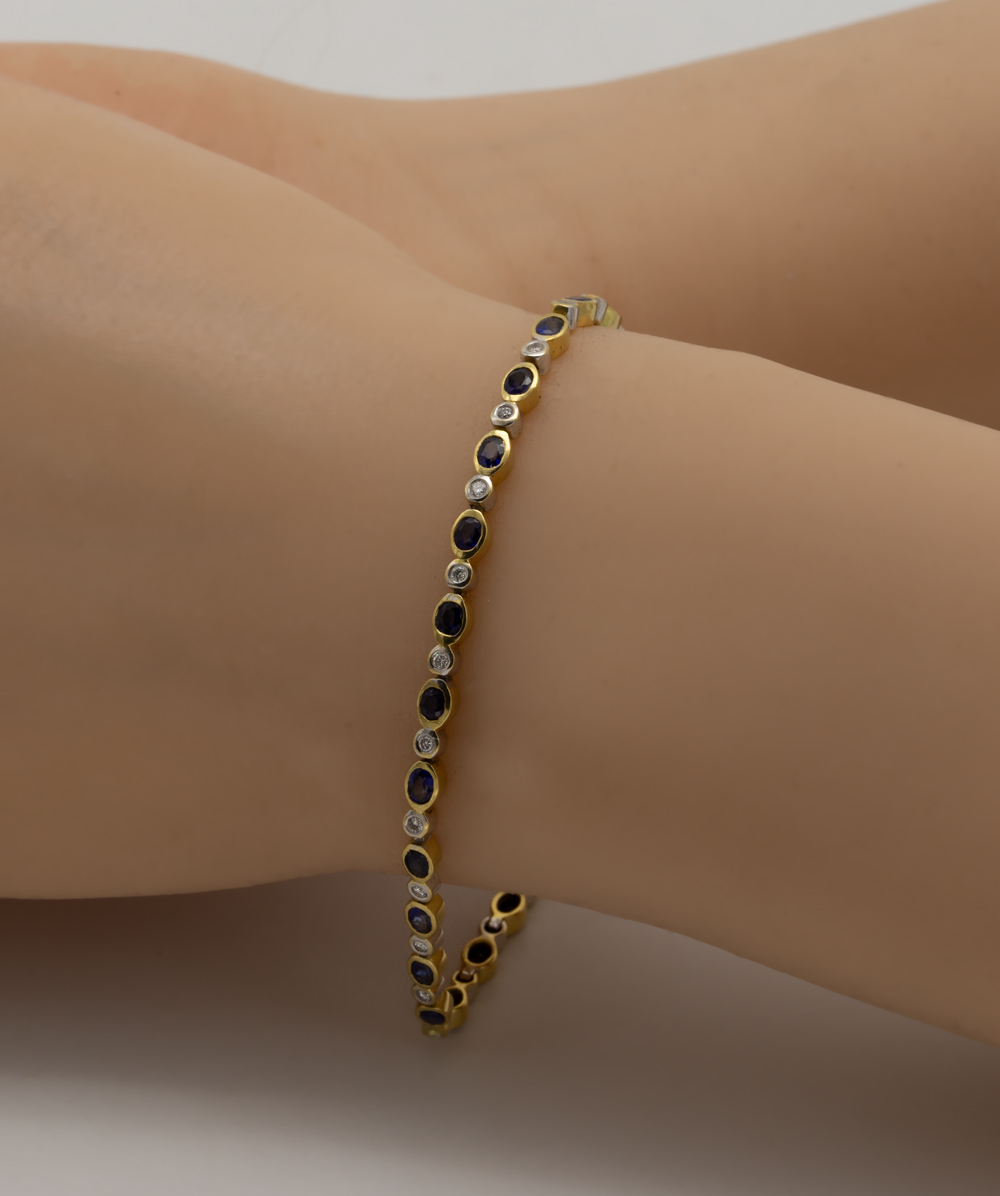 Armband mit Brillant-Safir 750er Gelbgold