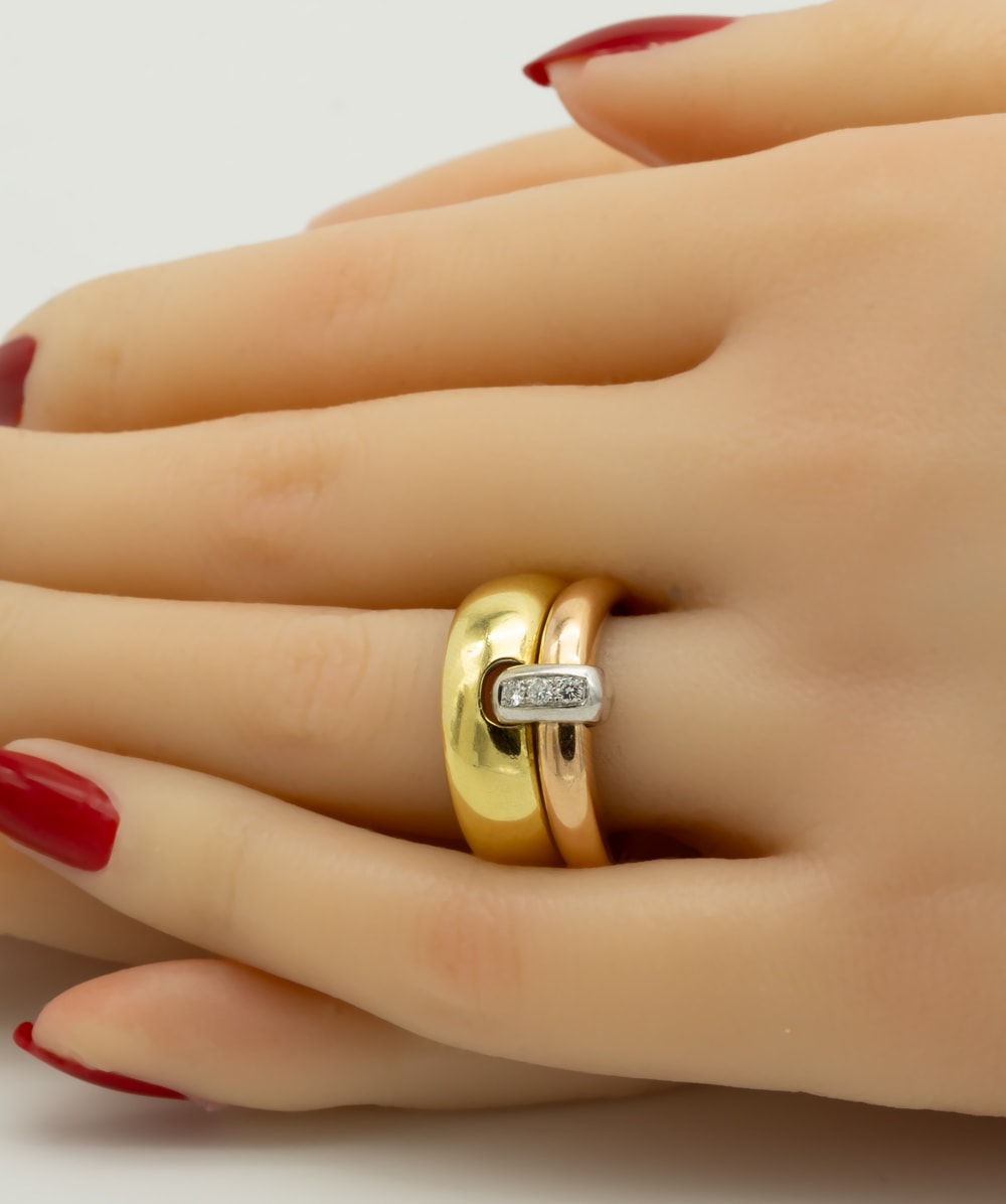 Ring mit Brillanten 750er Gold tricolor