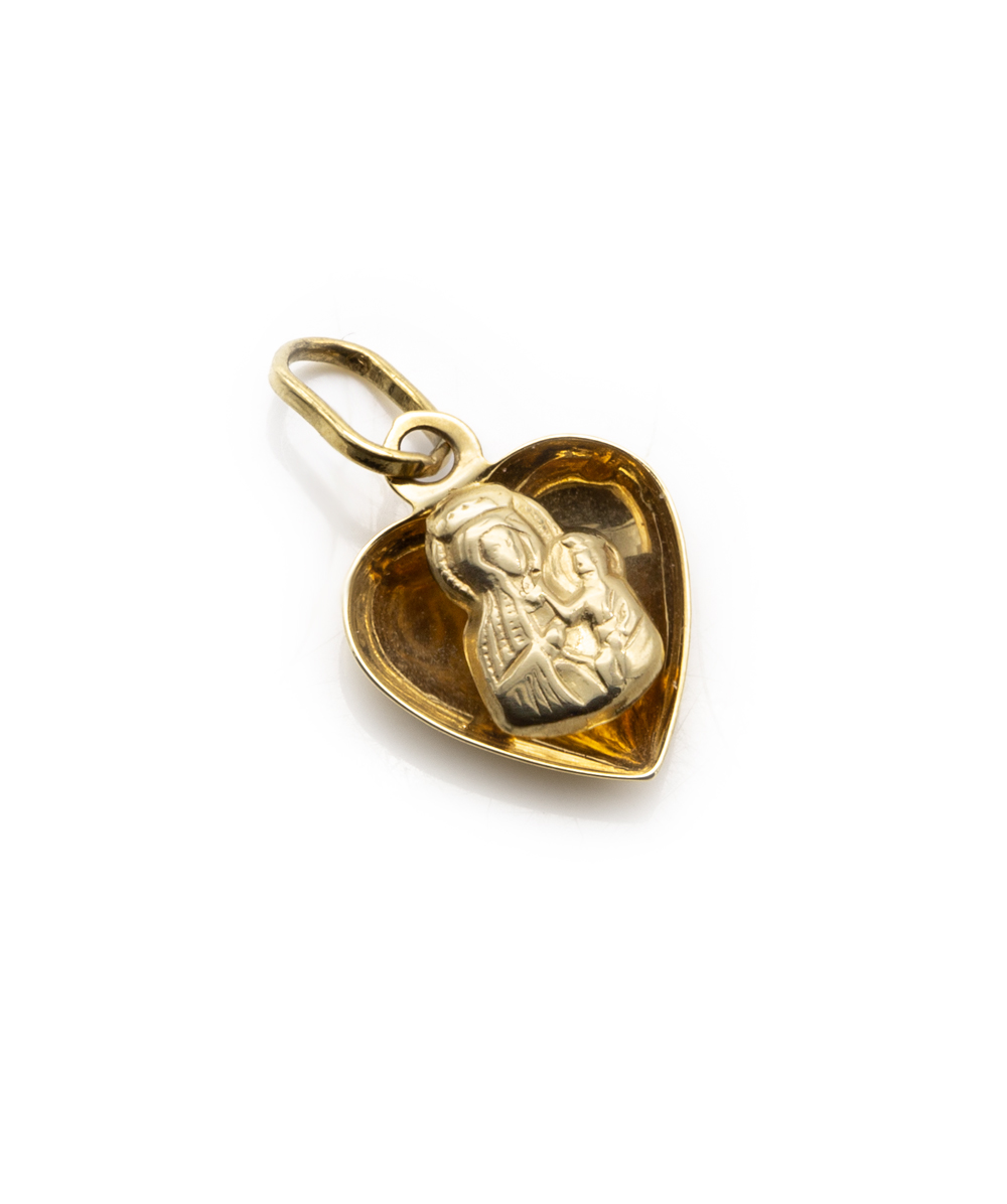 Herzanhänger Maria 585er Gelbgold