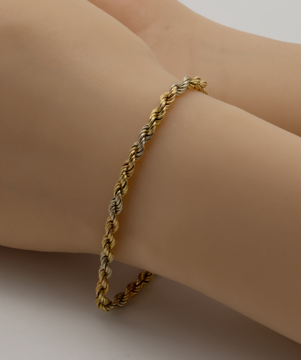 Zopfarmband 585er Gold tricolor