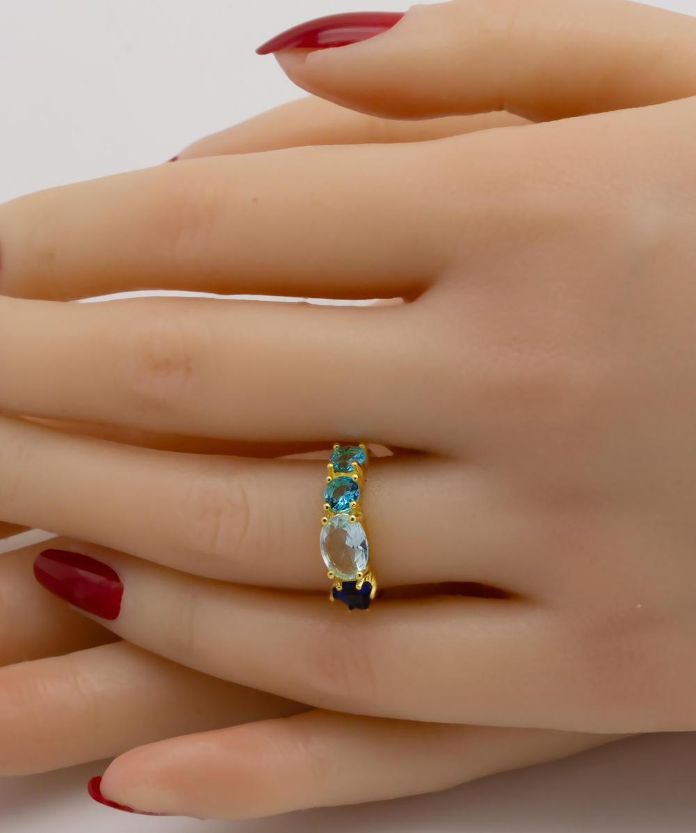 Ring mit Farbsteinen 925er Silber vergoldet 