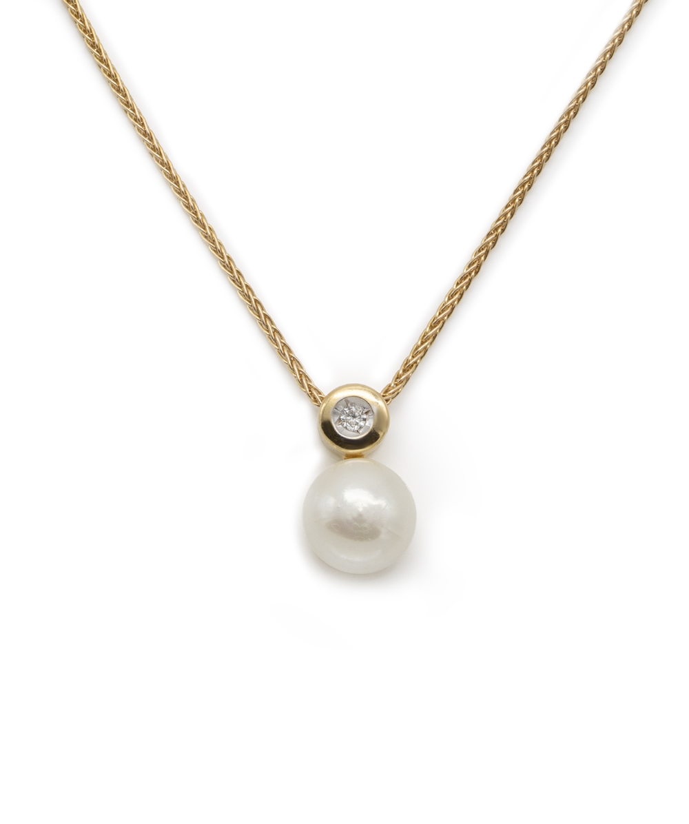 Halskette mit Perle und Brillanten 585er bicolor