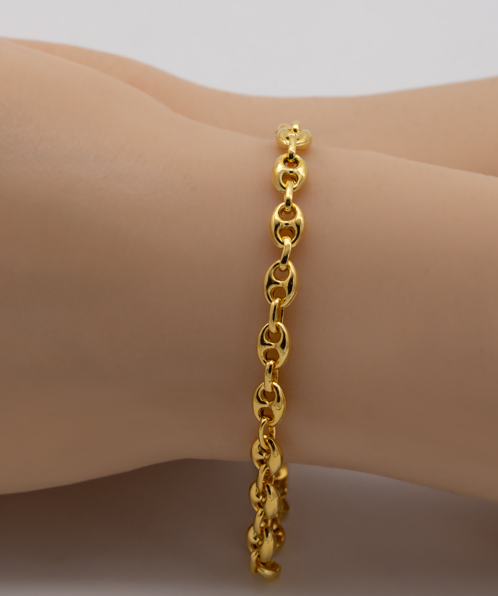 Bohnenarmband 925er Silber vergoldet