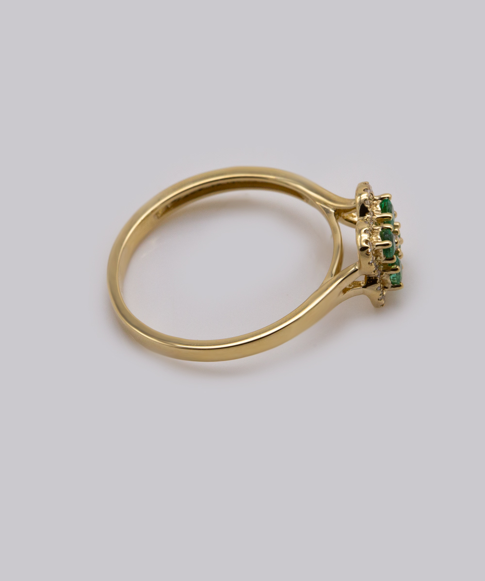 Ring mit Brillanten und Smaragden 585er Gelbgold