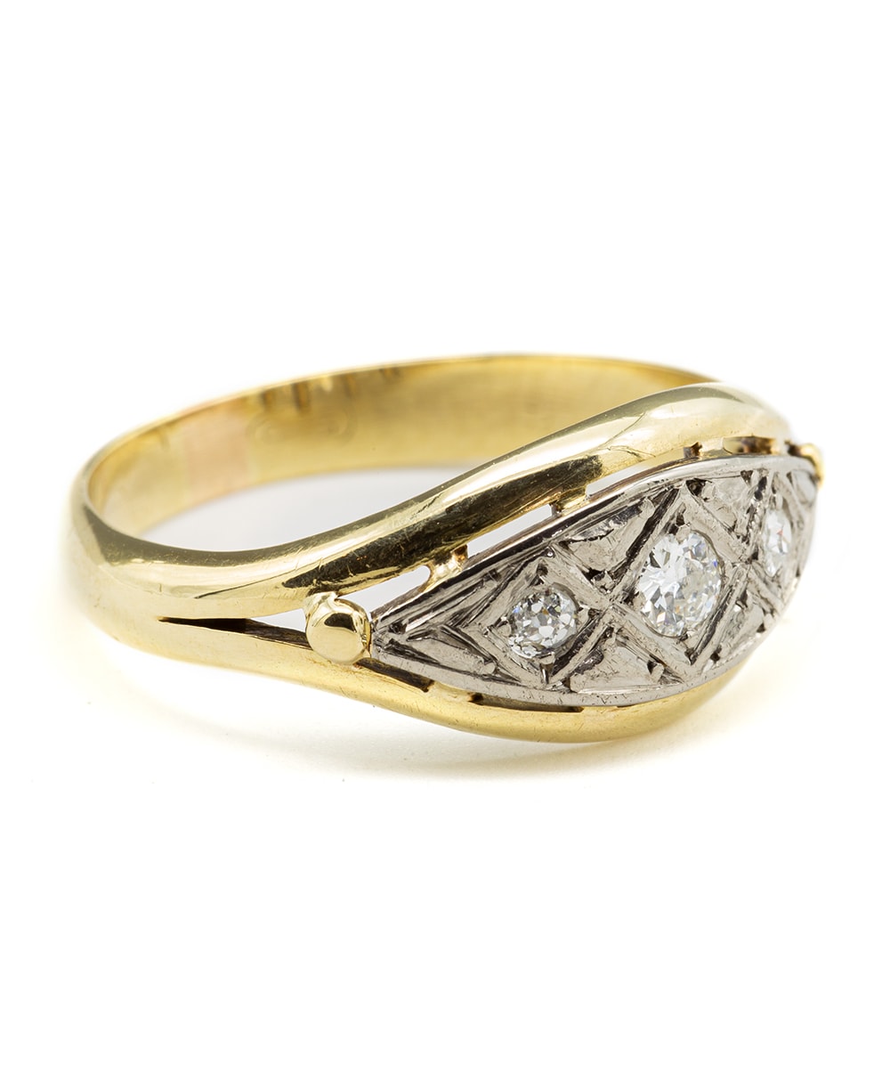 Ring mit Brillanten 585er Gold bicolor
