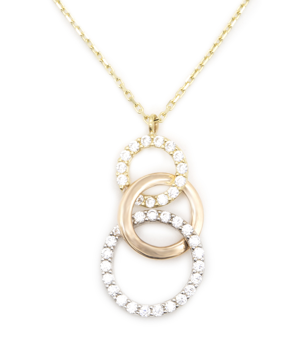 Collier mit Zirkonia 333er Gold tricolor