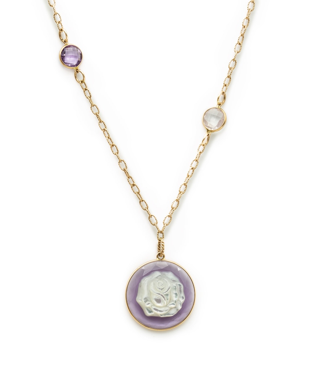 Collier mit Farbsteinen 750er Rotgold
