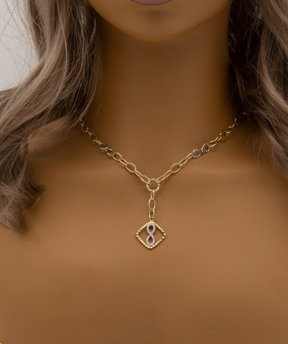 Kette mit Zirkonia 585er Gold bicolor 