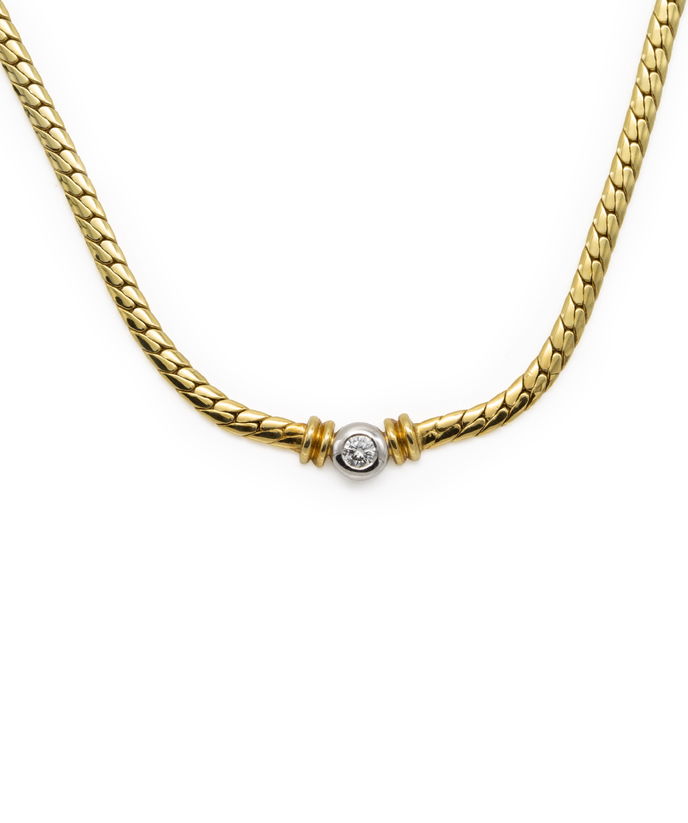 Collier mit Brillantsolitär 750er Gold bicolor