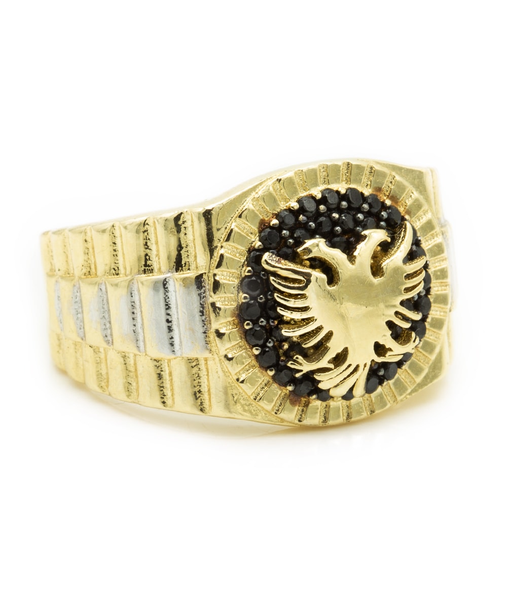 Ring Adler mit Zirkonia 585er Gold bicolor