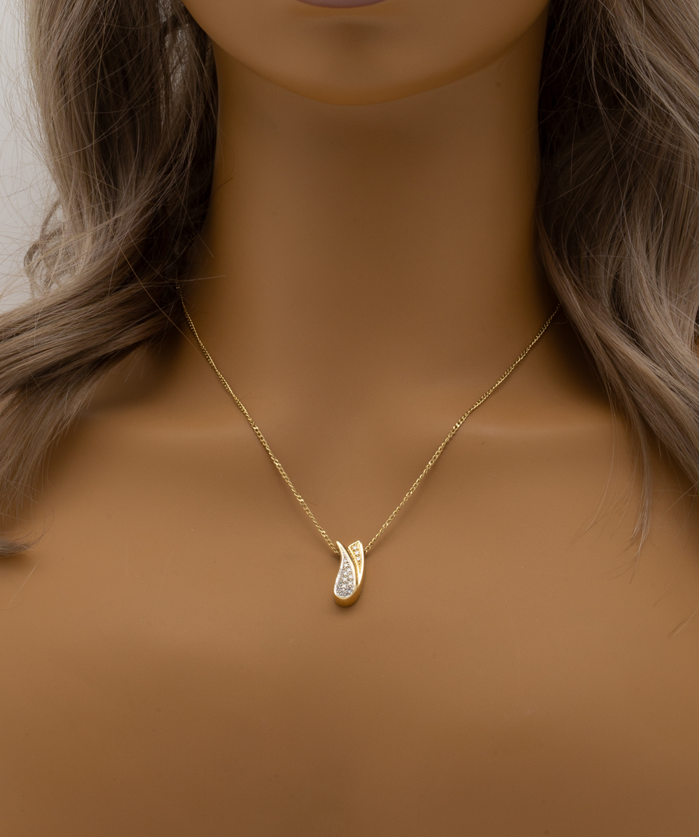 Kette mit Brillantanhänger 585er Gold bicolor