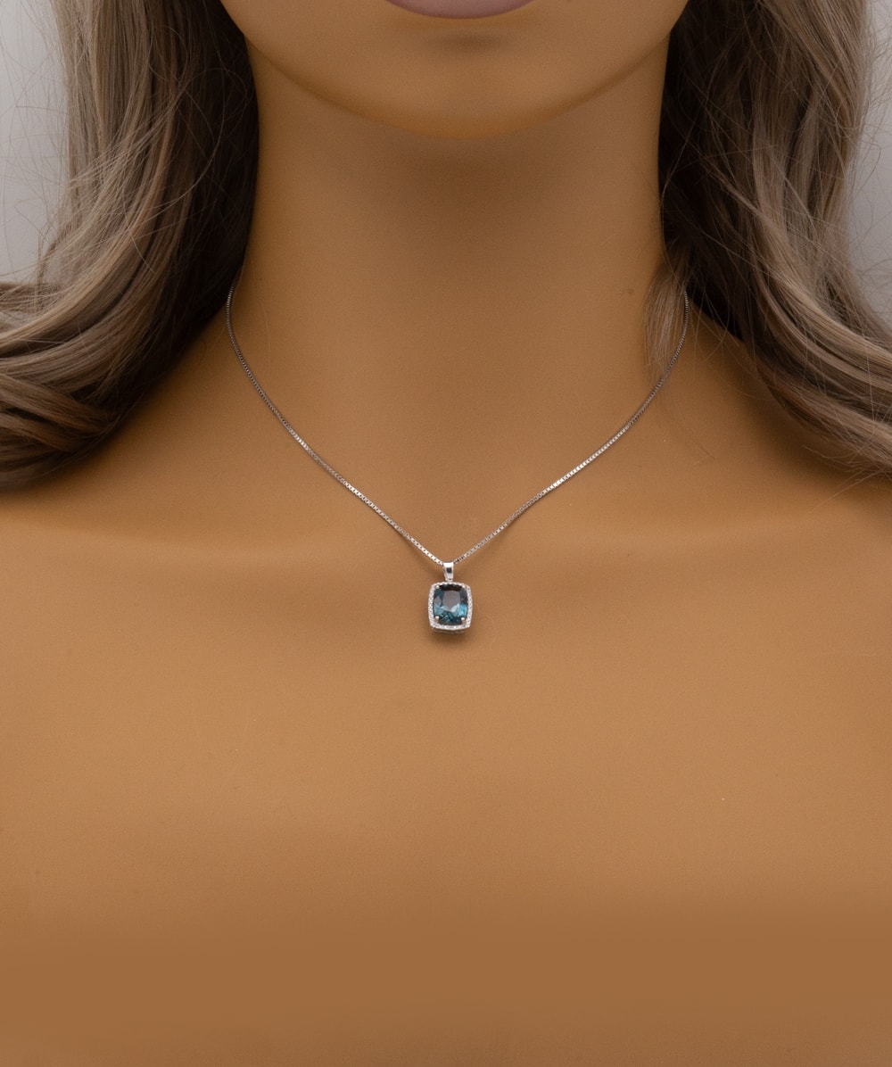 Anhänger mit Zirkonia und Topas London Blue 925er Silber 