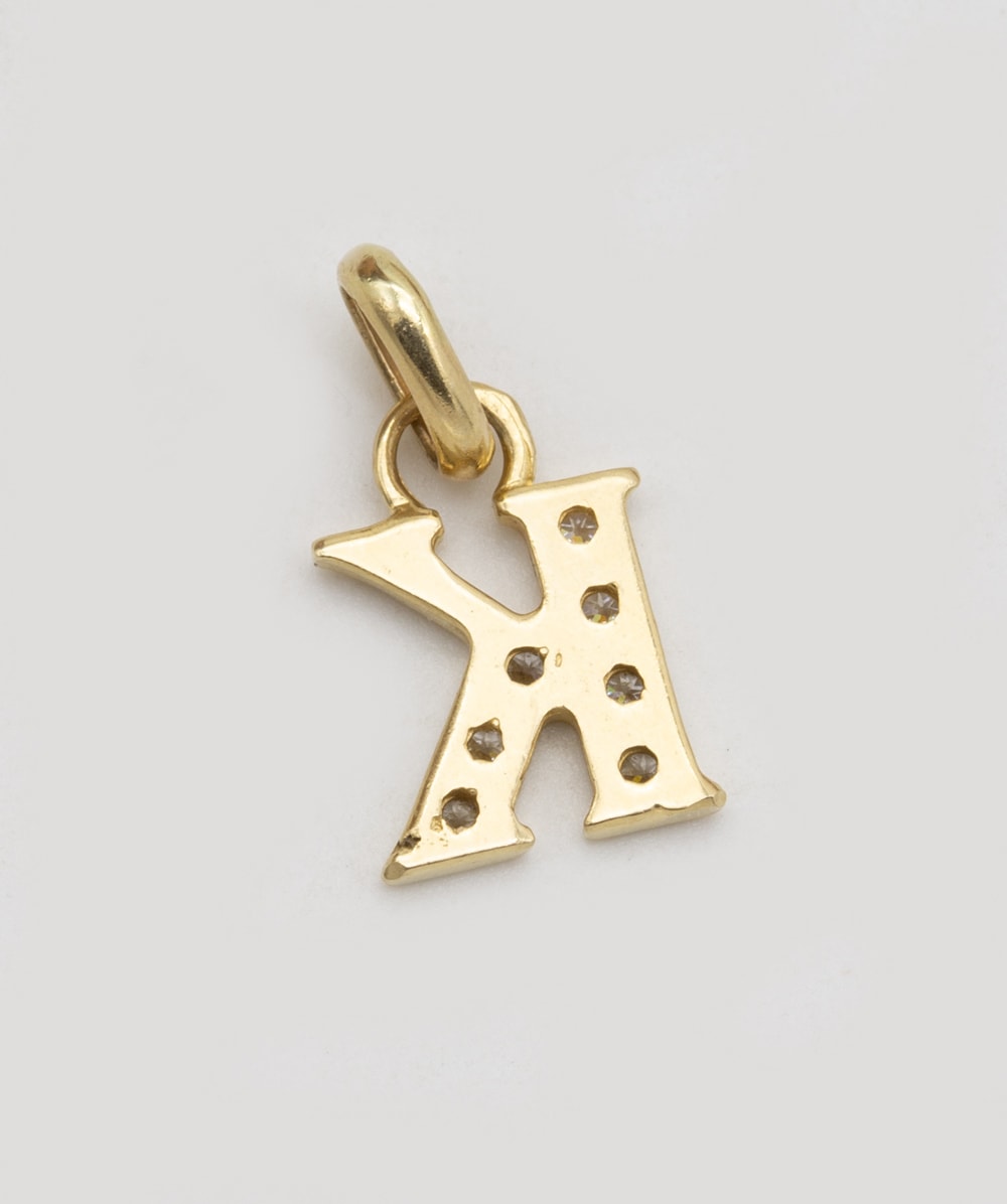  Anhänger "K" mit Zirkonia 585er Gelbgold