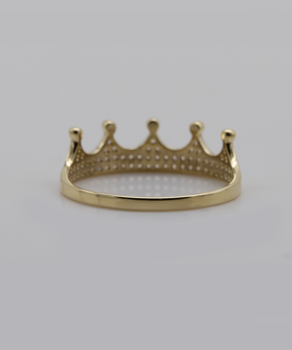 Ring Krone mit Zirkonia 333er Gelbgold - Alternative View