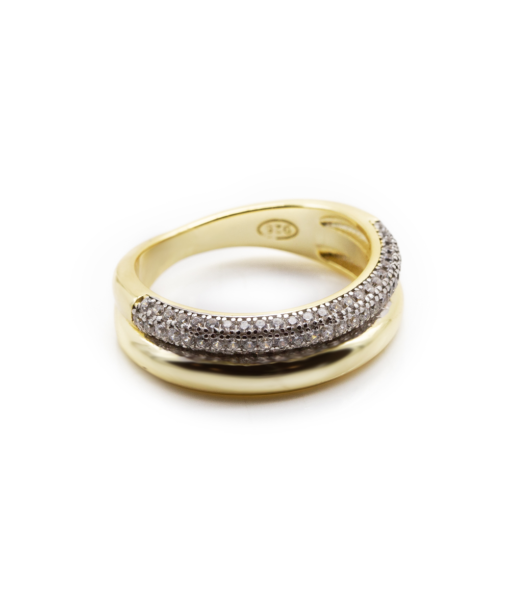 Ring mit Zirkonia 925er Silber vergoldet bicolor