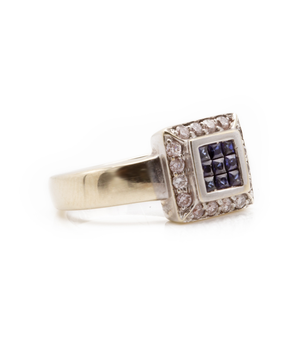 Ring mit Brillanten und Safir 750er Weißgold