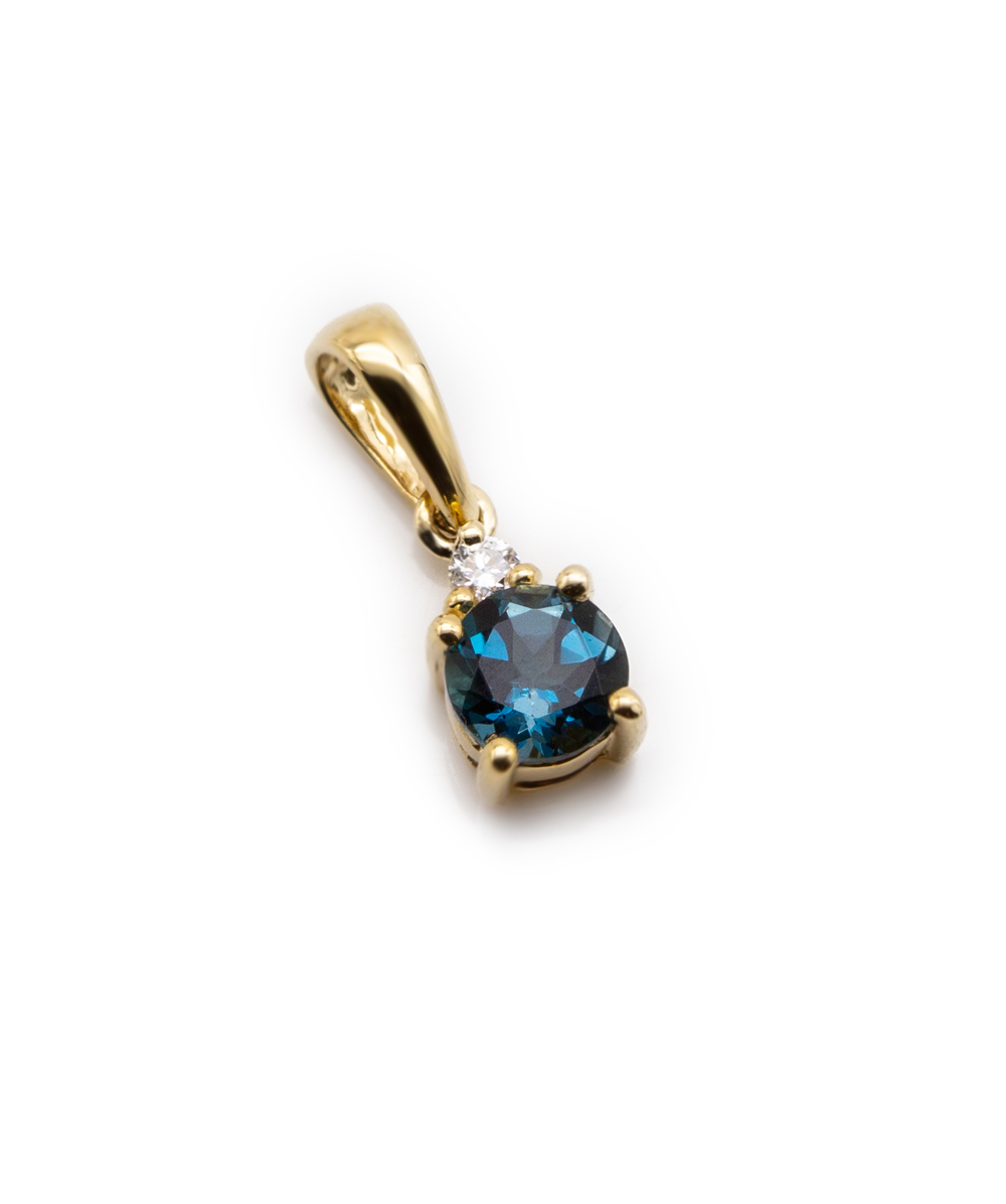 Brillantanhänger London Blue Topas 585er Gelbgold 