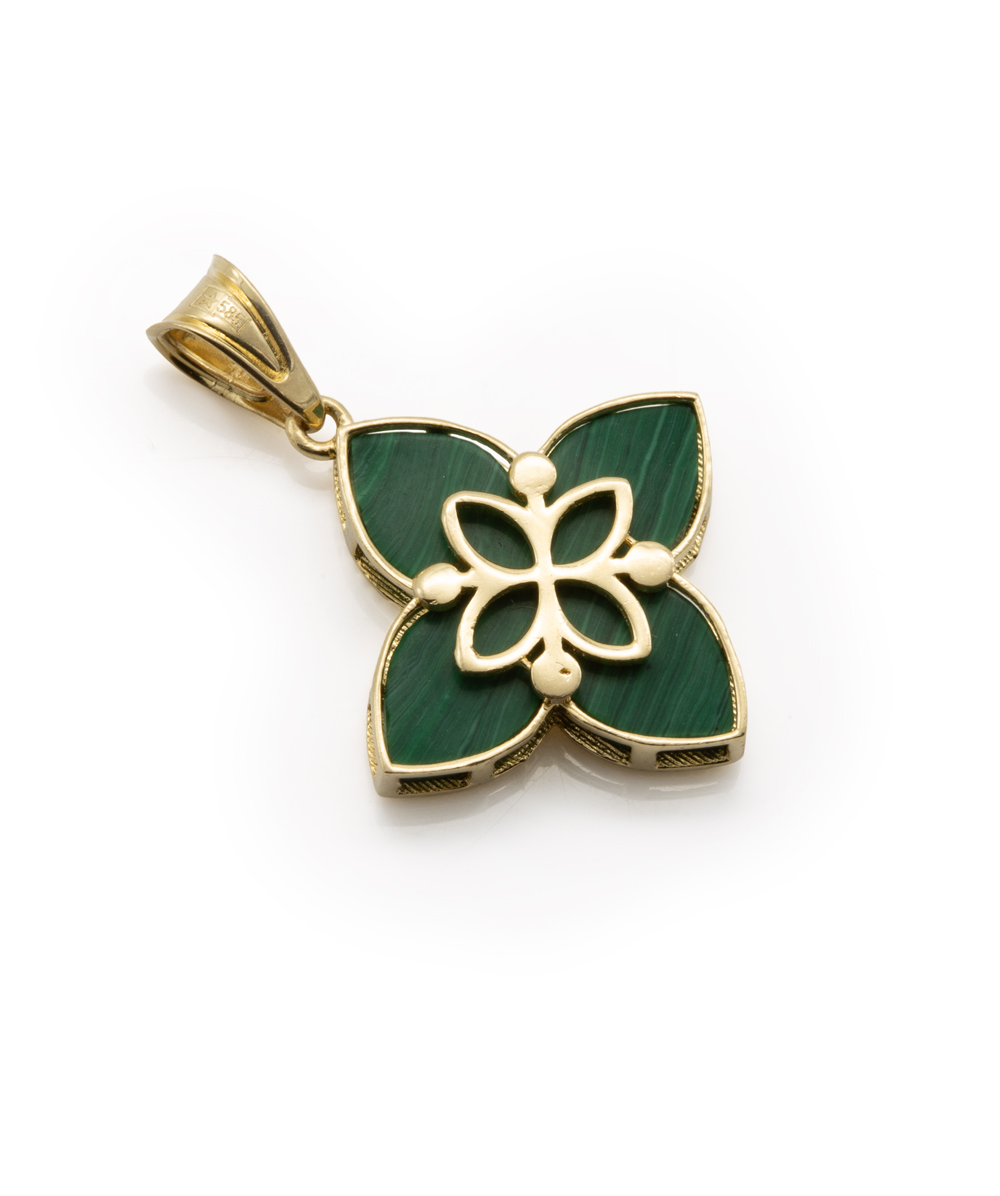 Anhänger mit Malachit 585er Gelbgold