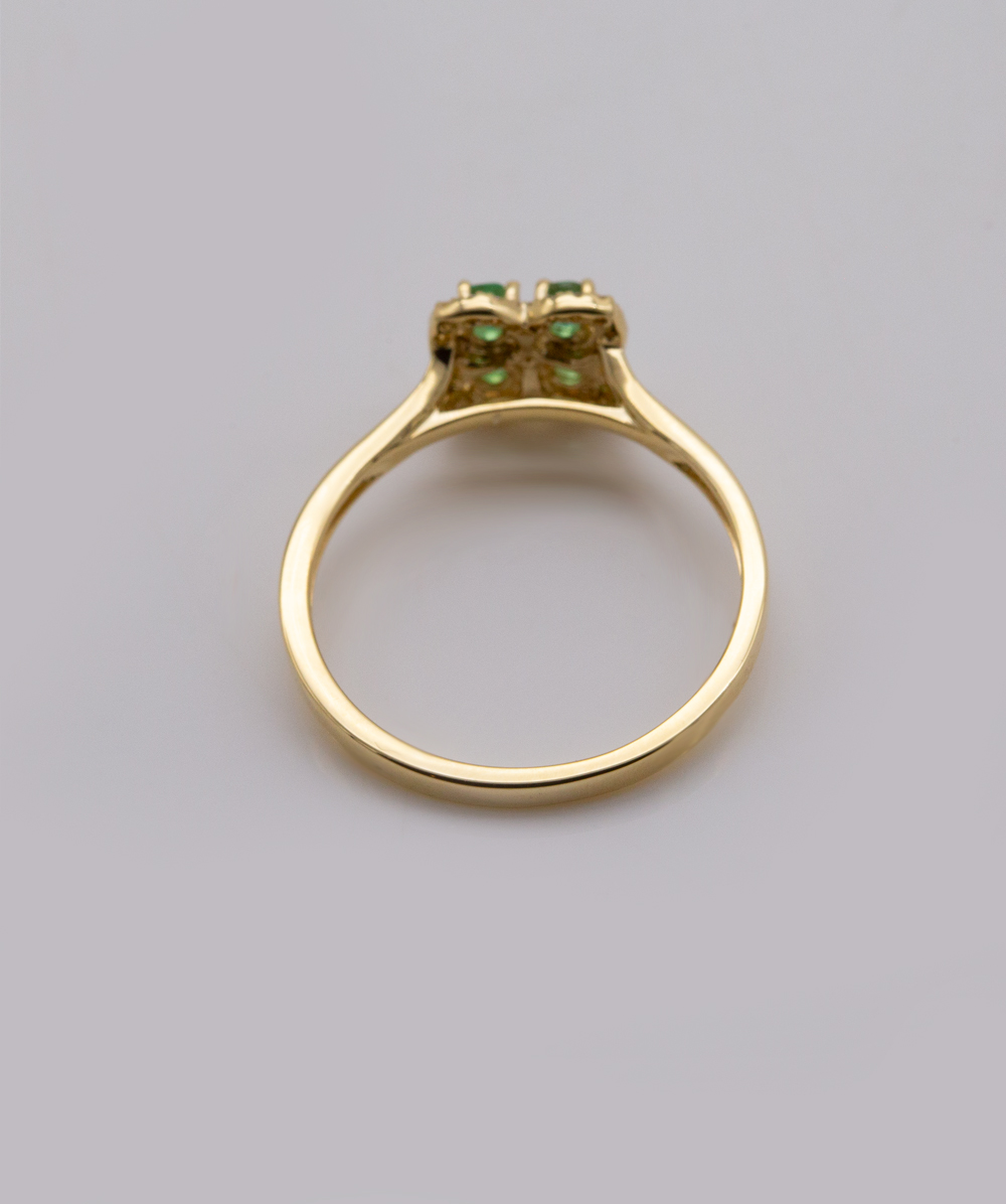 Ring mit Brillanten und Smaragden 585er Gelbgold