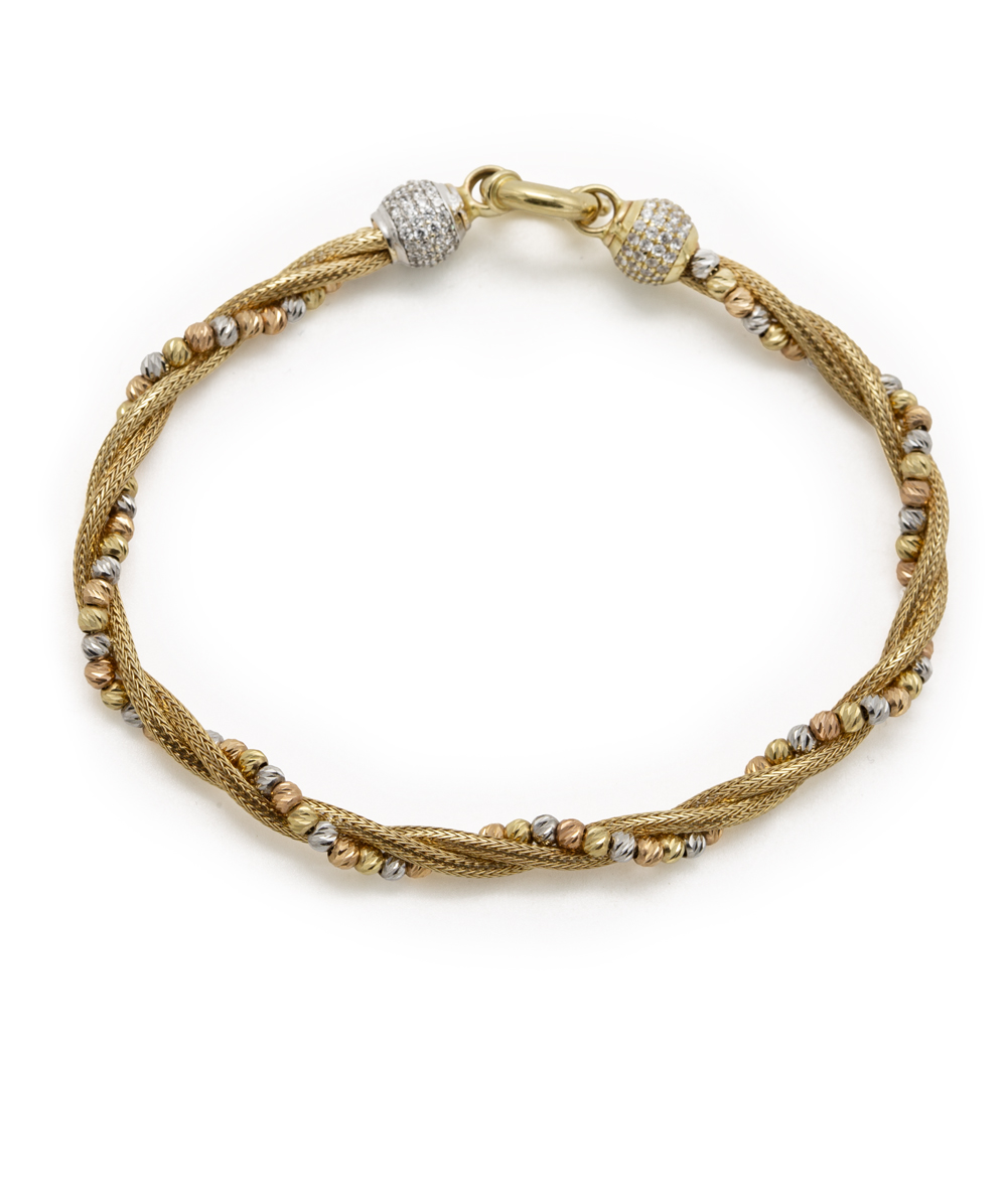 Kugelarmband 585er Gold tricolor