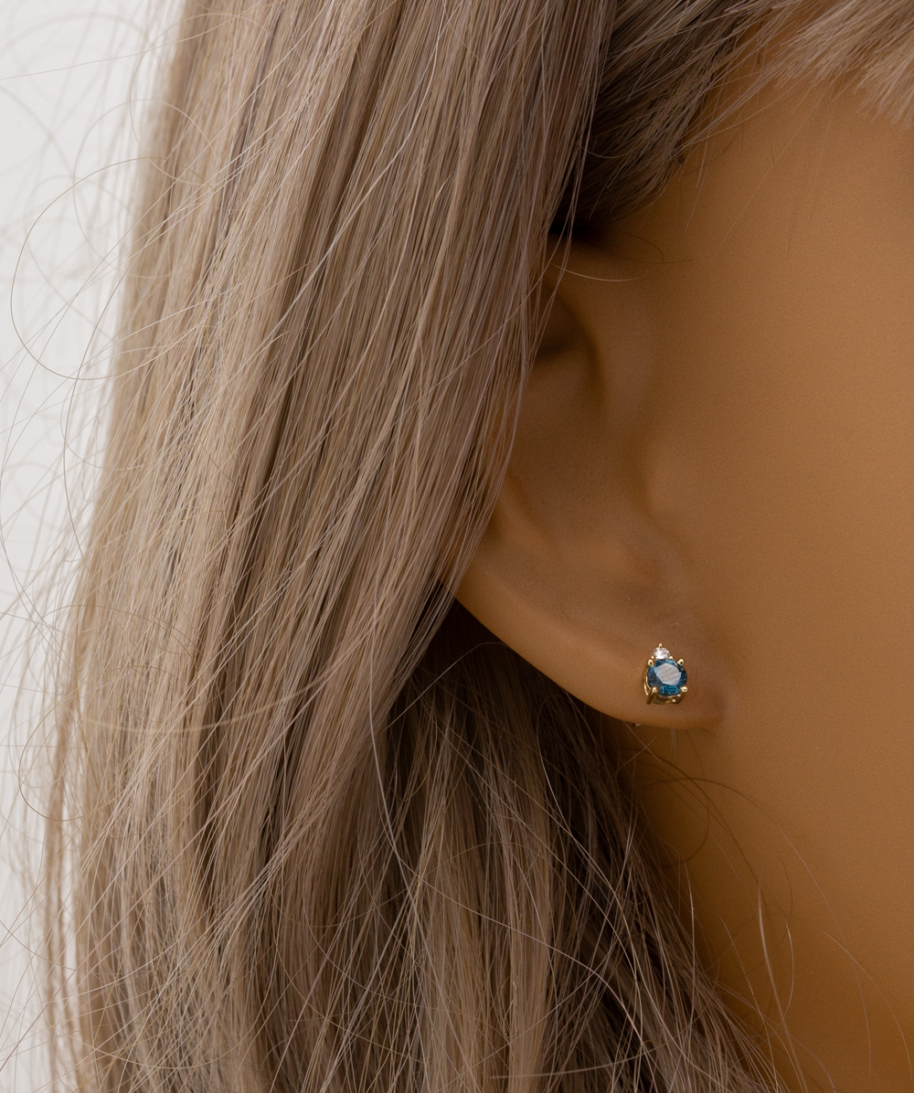Brillantohrstecker London Blue Topas 585er Gelbgold