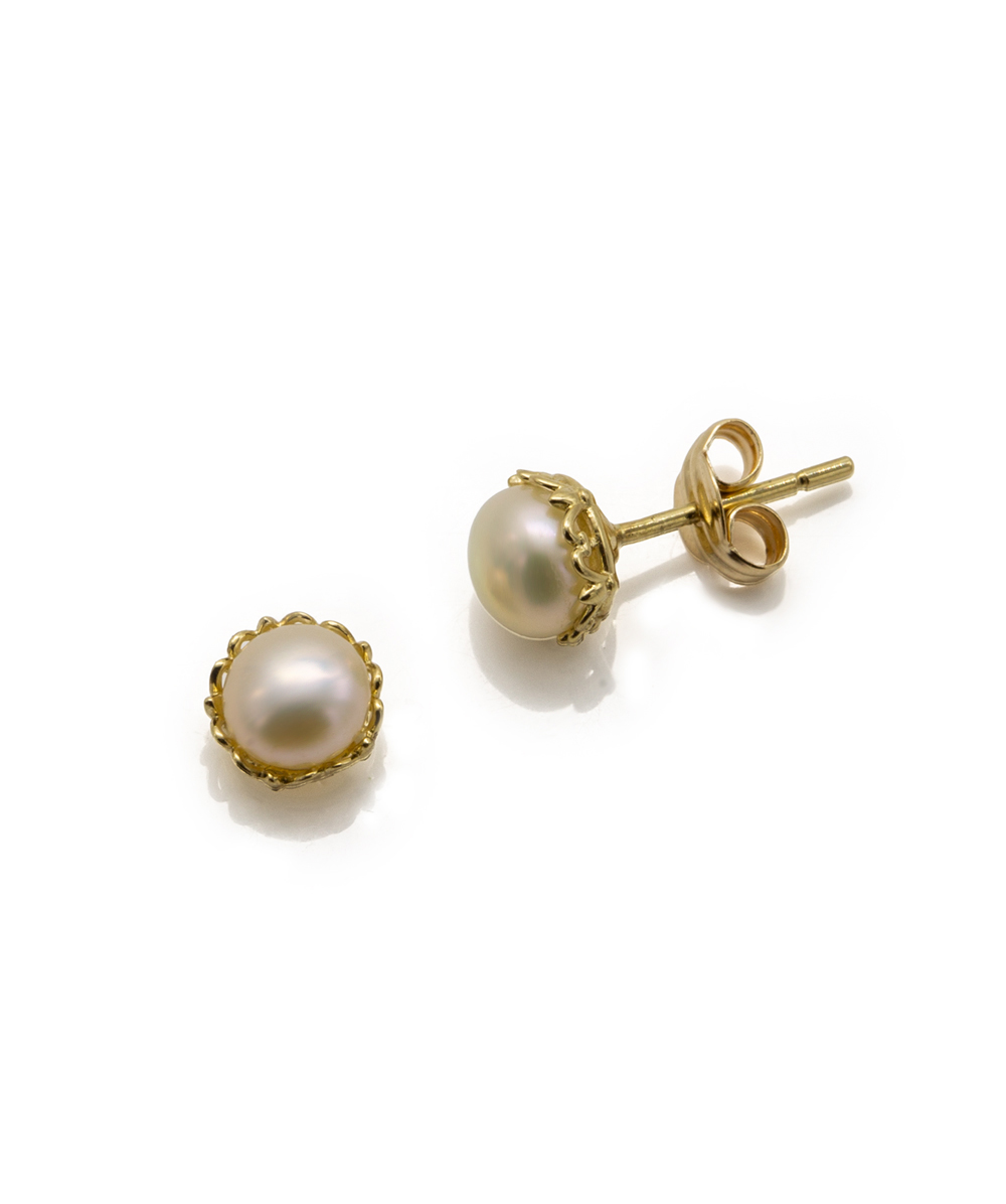 Ohrstecker Zuchtperle 333er Gelbgold