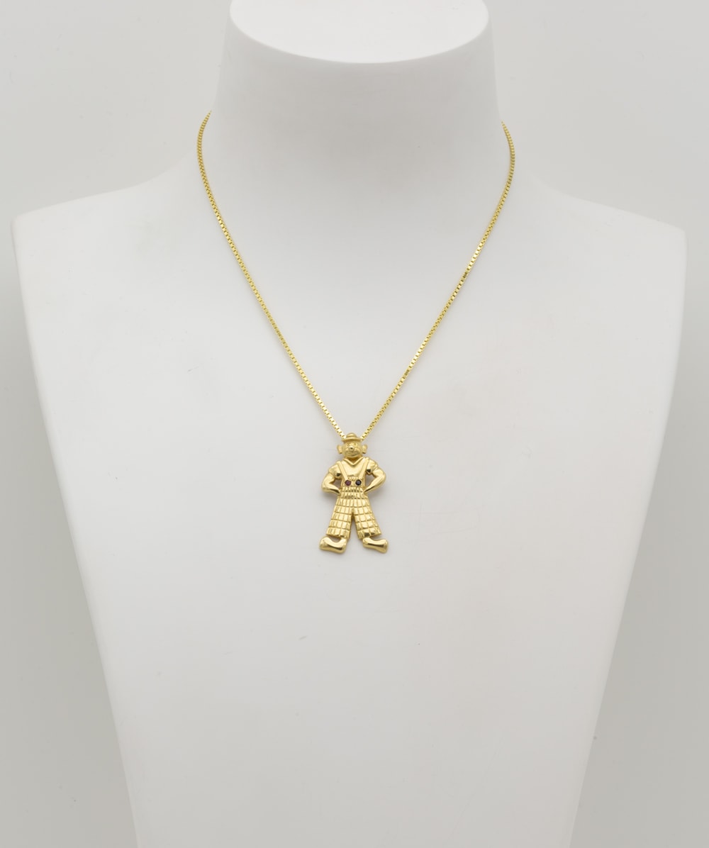 Anhänger Clown mit echt Safir und echt Rubin 585er Gelbgold 