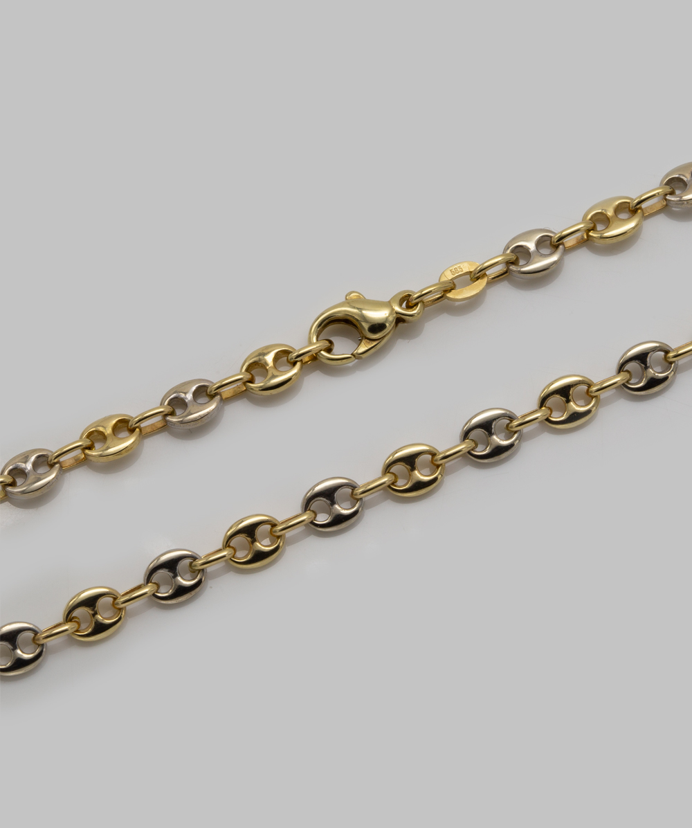 Bohnenkette 585er Gold bicolor