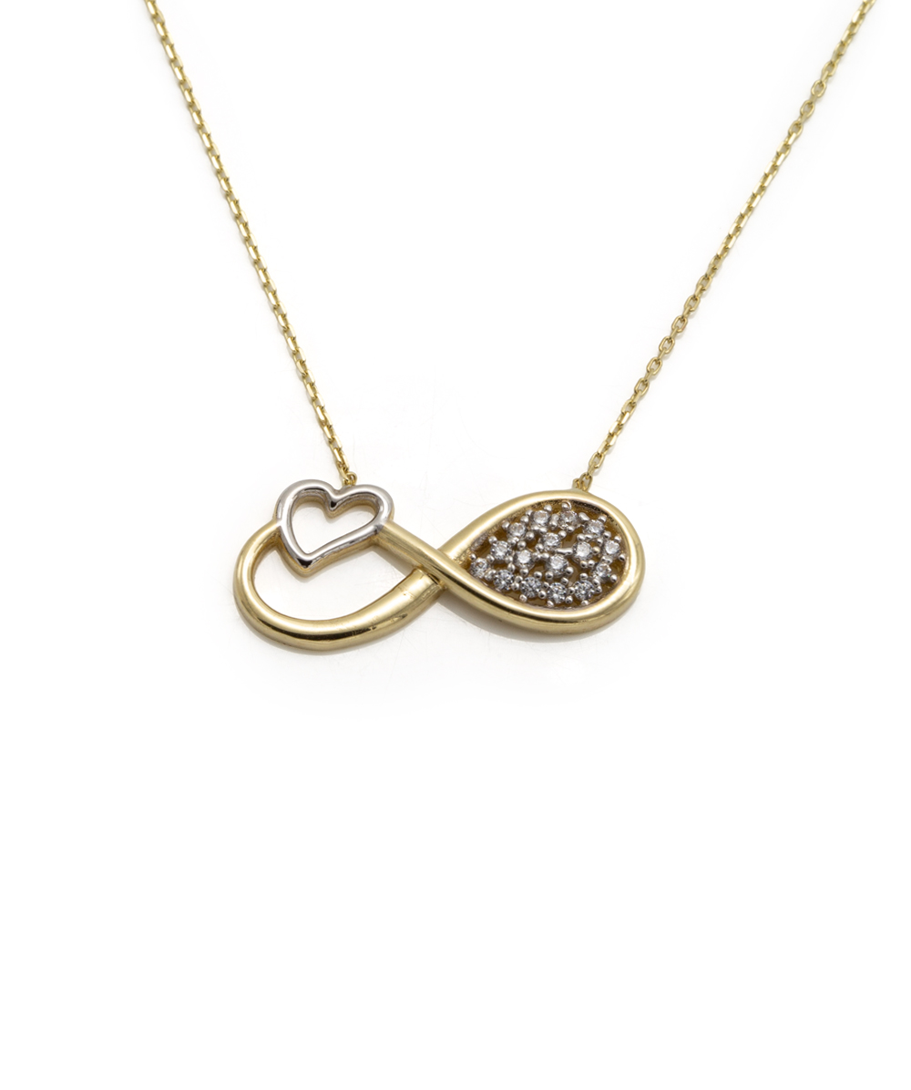 Herzkette Infinity 585er Gold bicolor