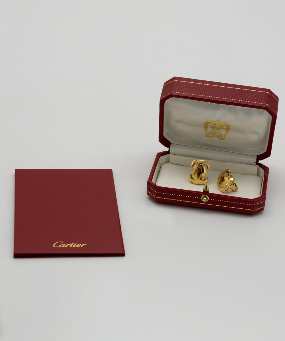 Cartier Penelope Double C Ohrclips 750er Gelbgold