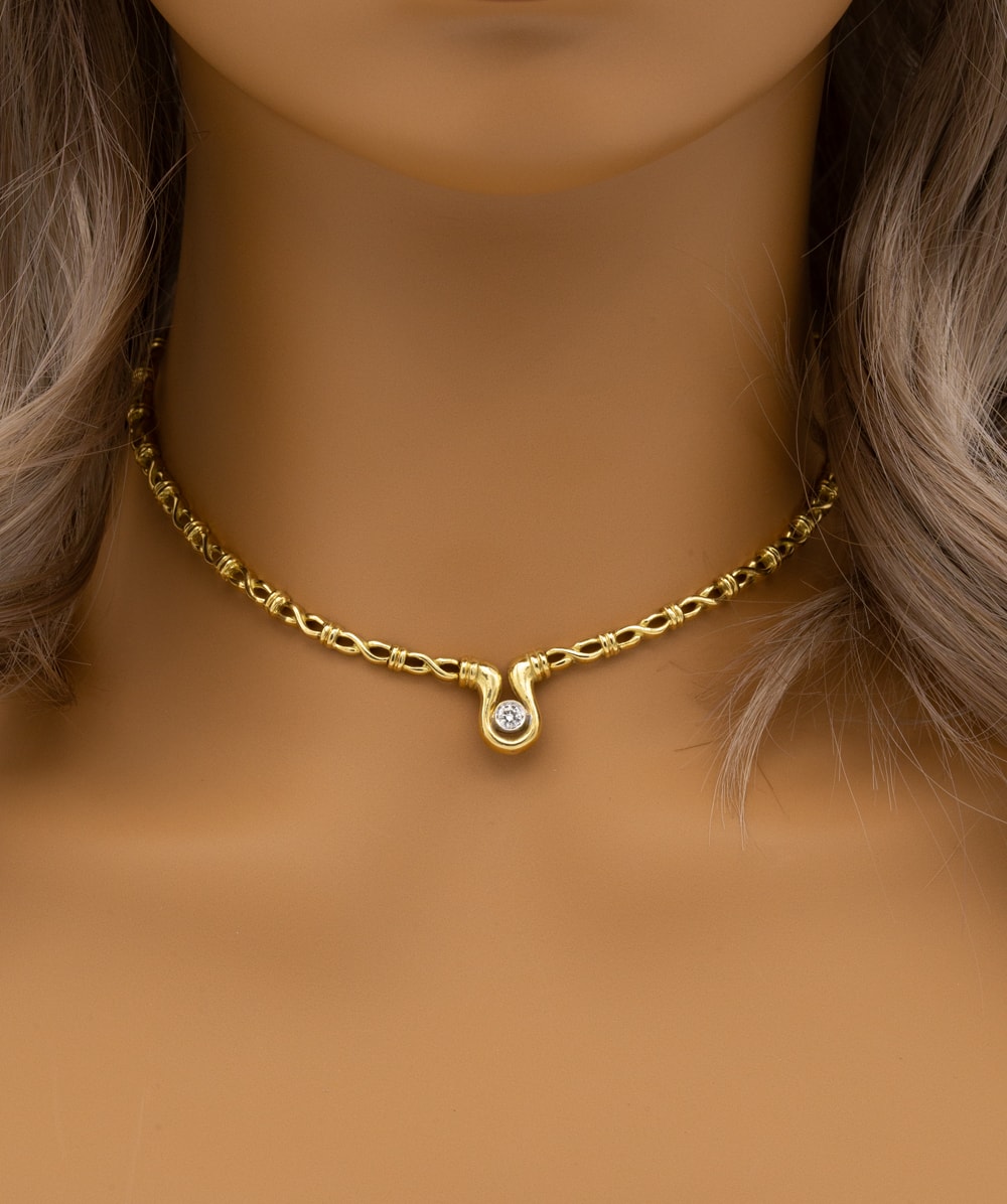 Collier mit Brillantsolitär 750er Gold bicolor